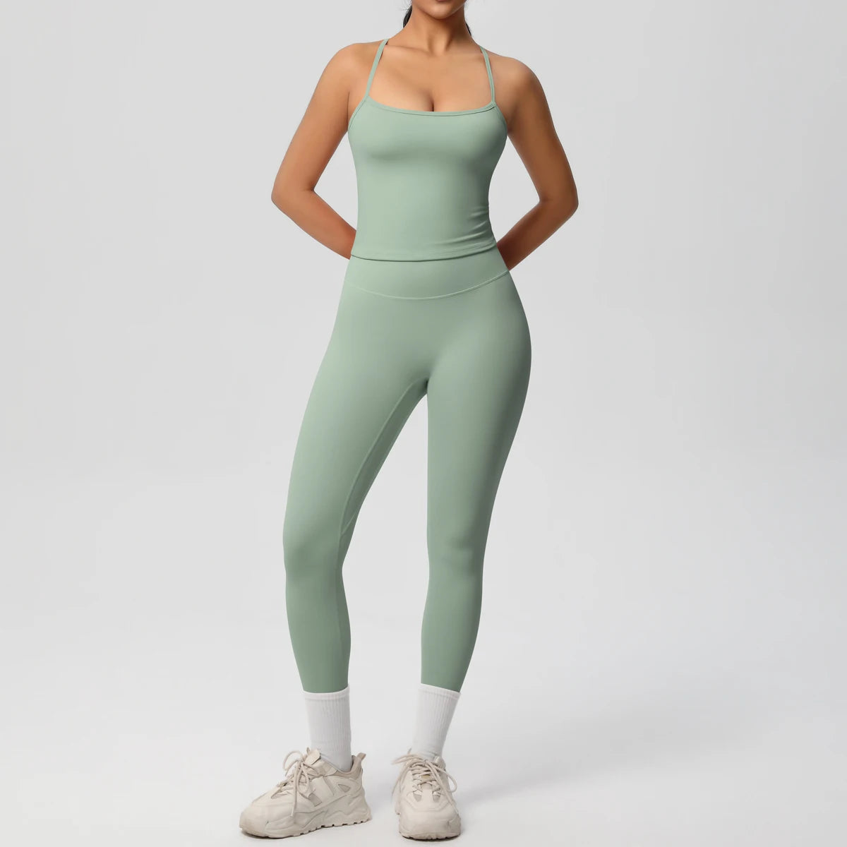 Tummy Control Slimming Halter Yoga Top Set