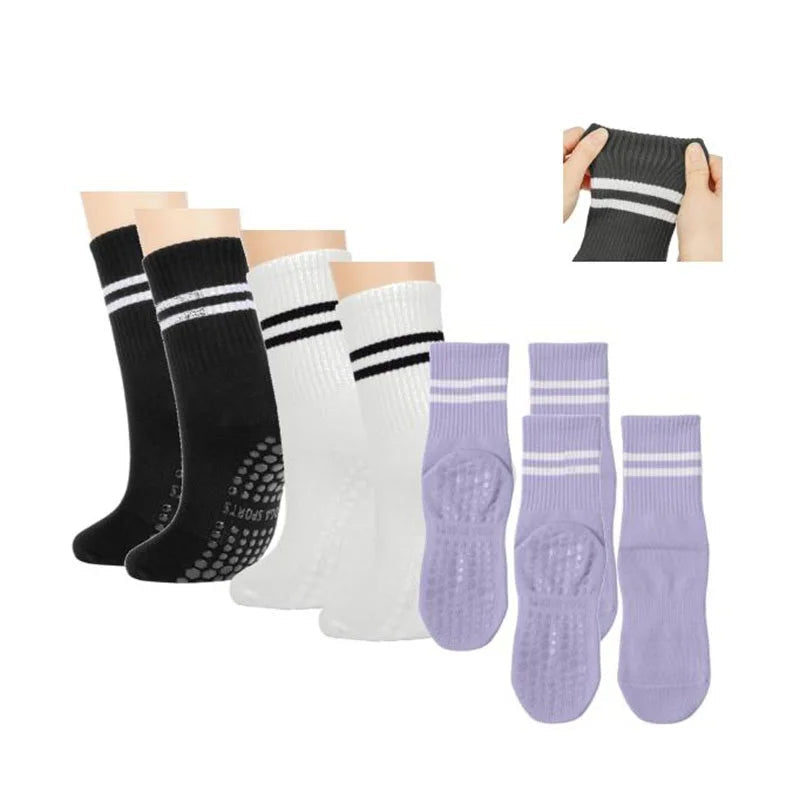 1 pairs/6 pairs of Woman yoga socks medium length socks pure cotton anti slip silicone indoor fitness pilates women sports socks