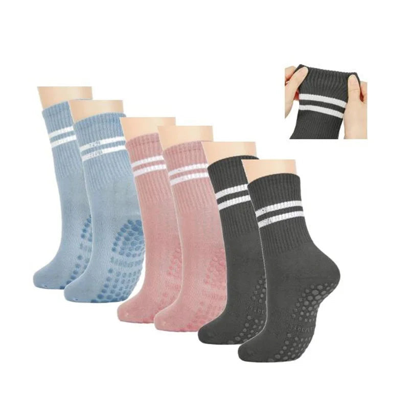 1 pairs/6 pairs of Woman yoga socks medium length socks pure cotton anti slip silicone indoor fitness pilates women sports socks