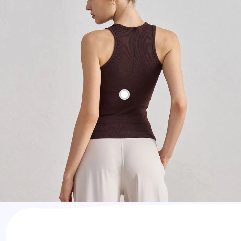 SHARK Ribbed Round Neck Sports Vest for Women