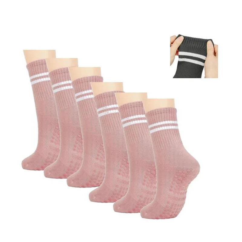 1 pairs/6 pairs of Woman yoga socks medium length socks pure cotton anti slip silicone indoor fitness pilates women sports socks