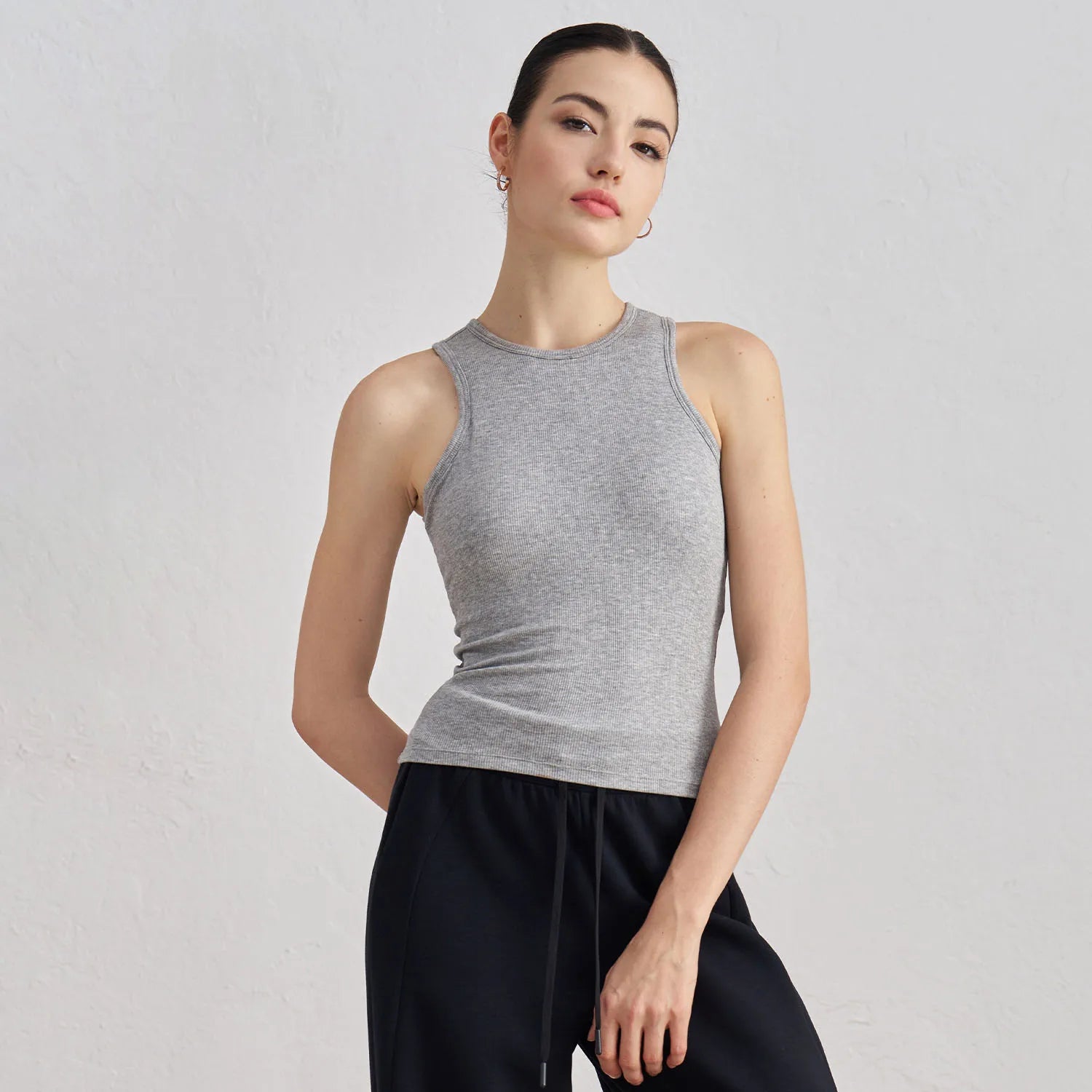 SHARK Ribbed Round Neck Sports Vest for Women