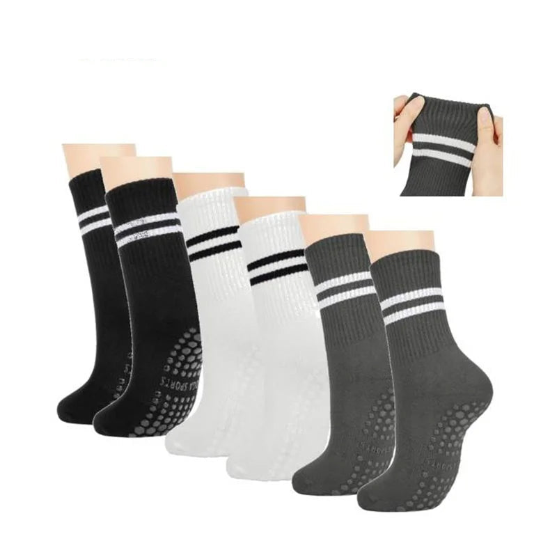 1 pairs/6 pairs of Woman yoga socks medium length socks pure cotton anti slip silicone indoor fitness pilates women sports socks