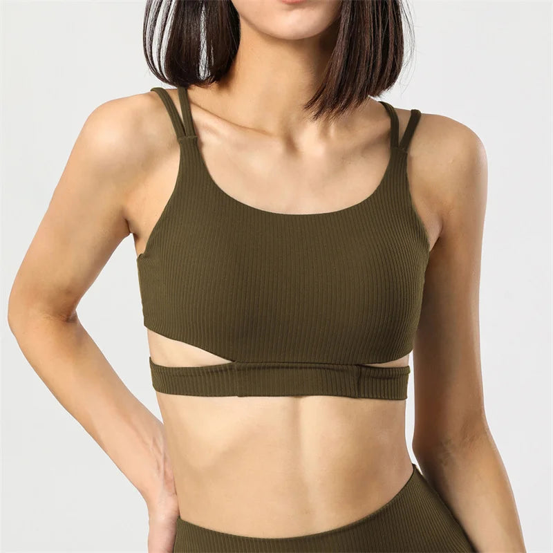 Women Sports Bra Gym Sportswear Yoga Bra Backless Push Up Crop Top