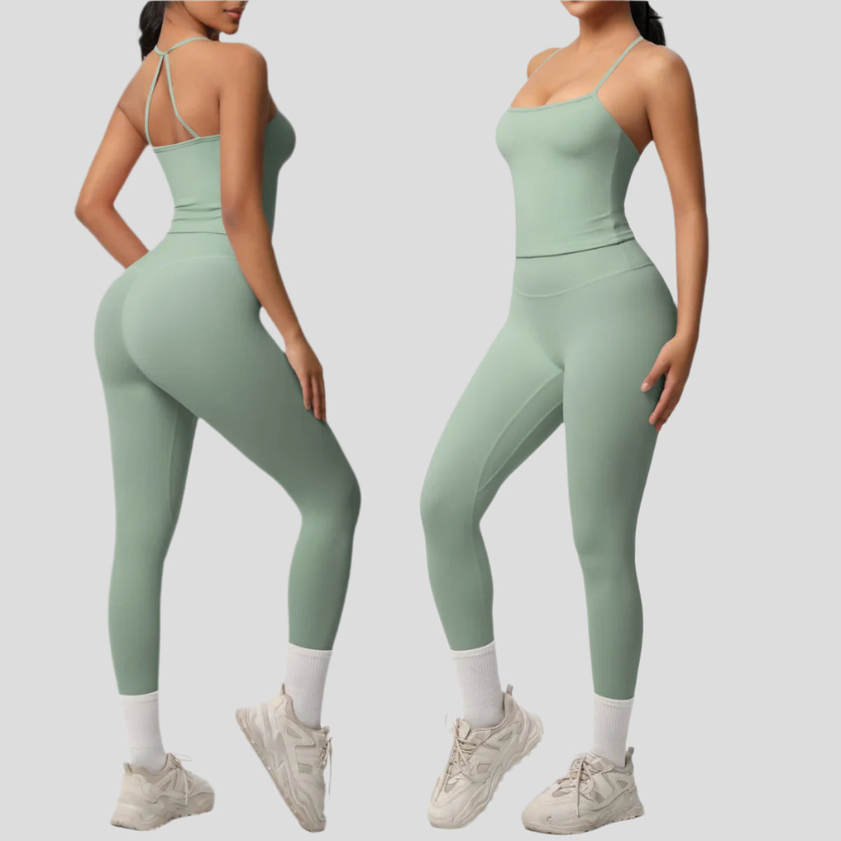 Tummy Control Slimming Halter Yoga Top Set