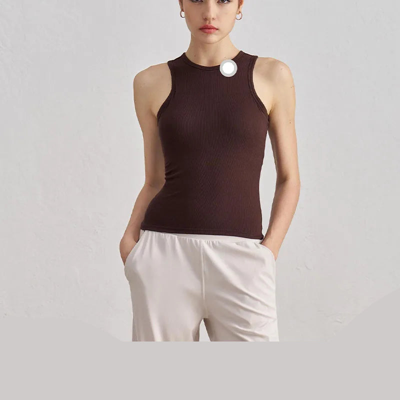 SHARK Ribbed Round Neck Sports Vest for Women