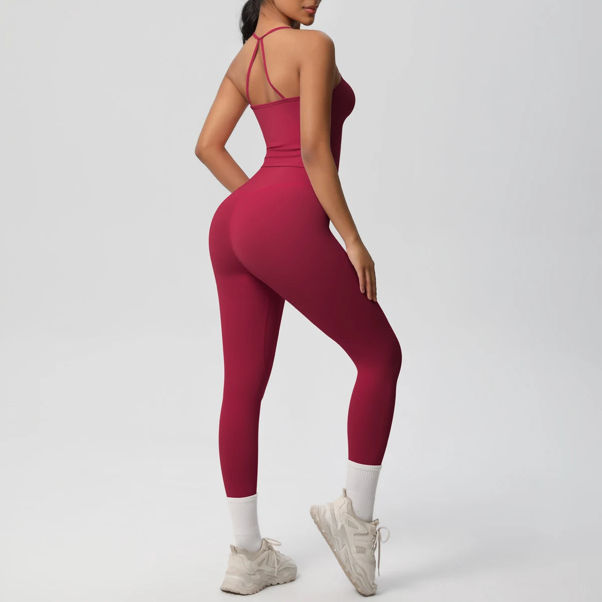 Tummy Control Slimming Halter Yoga Top Set