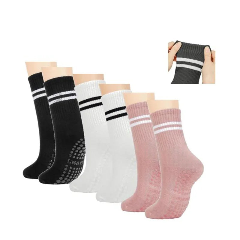 1 pairs/6 pairs of Woman yoga socks medium length socks pure cotton anti slip silicone indoor fitness pilates women sports socks