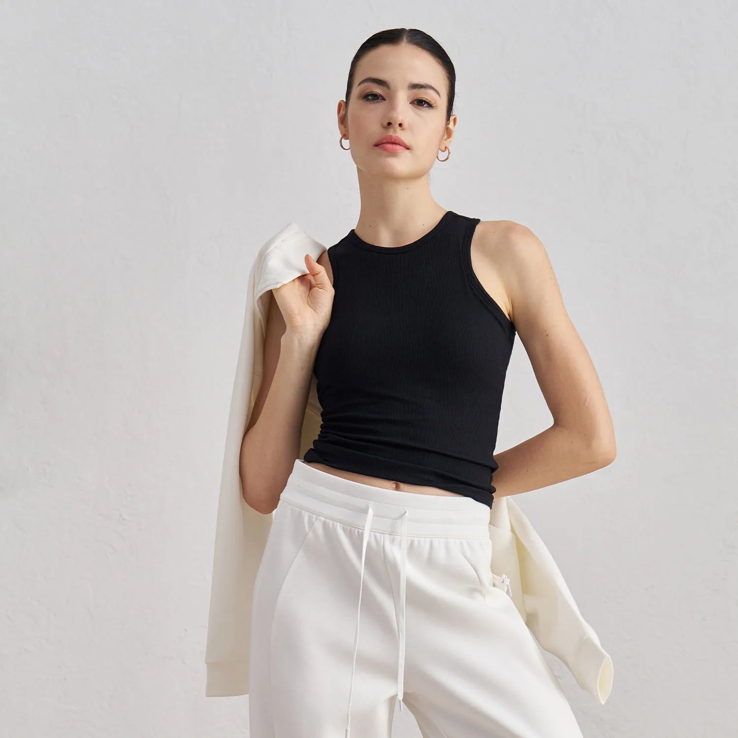 SHARK Ribbed Round Neck Sports Vest for Women