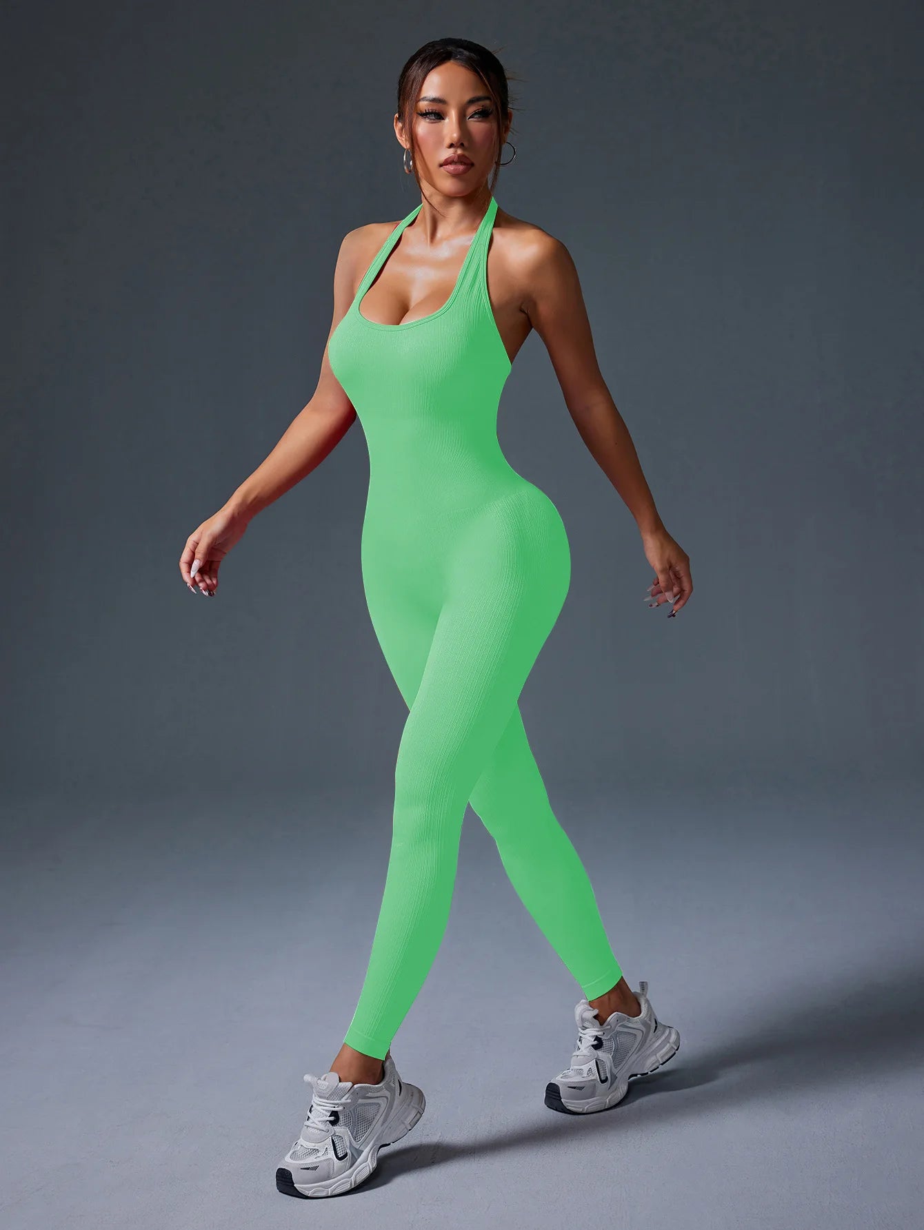 Square Neck Backless Yoga Jumpsuit