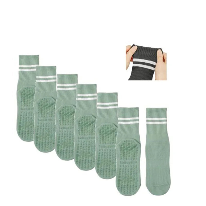 1 pairs/6 pairs of Woman yoga socks medium length socks pure cotton anti slip silicone indoor fitness pilates women sports socks