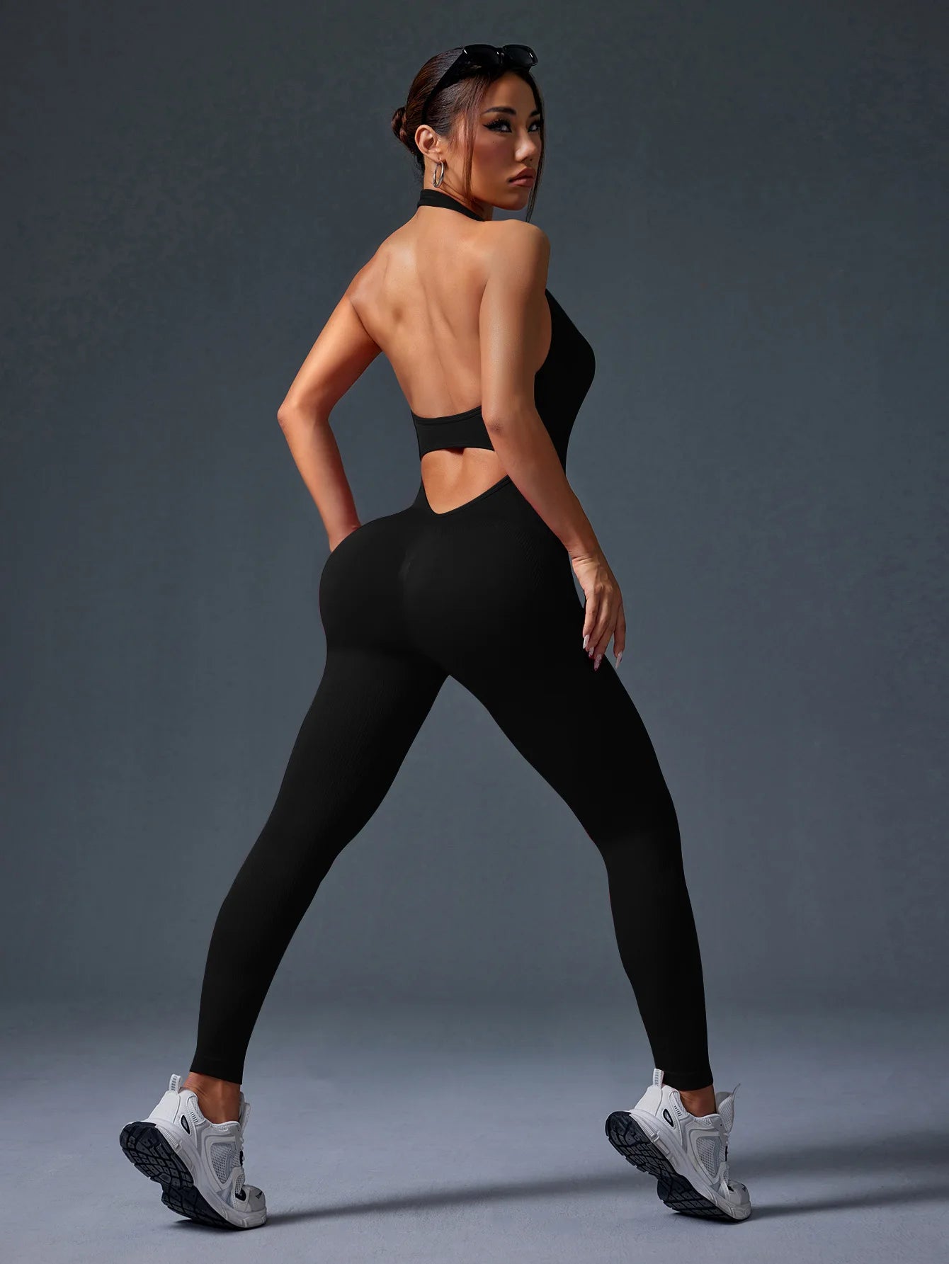 Square Neck Backless Yoga Jumpsuit