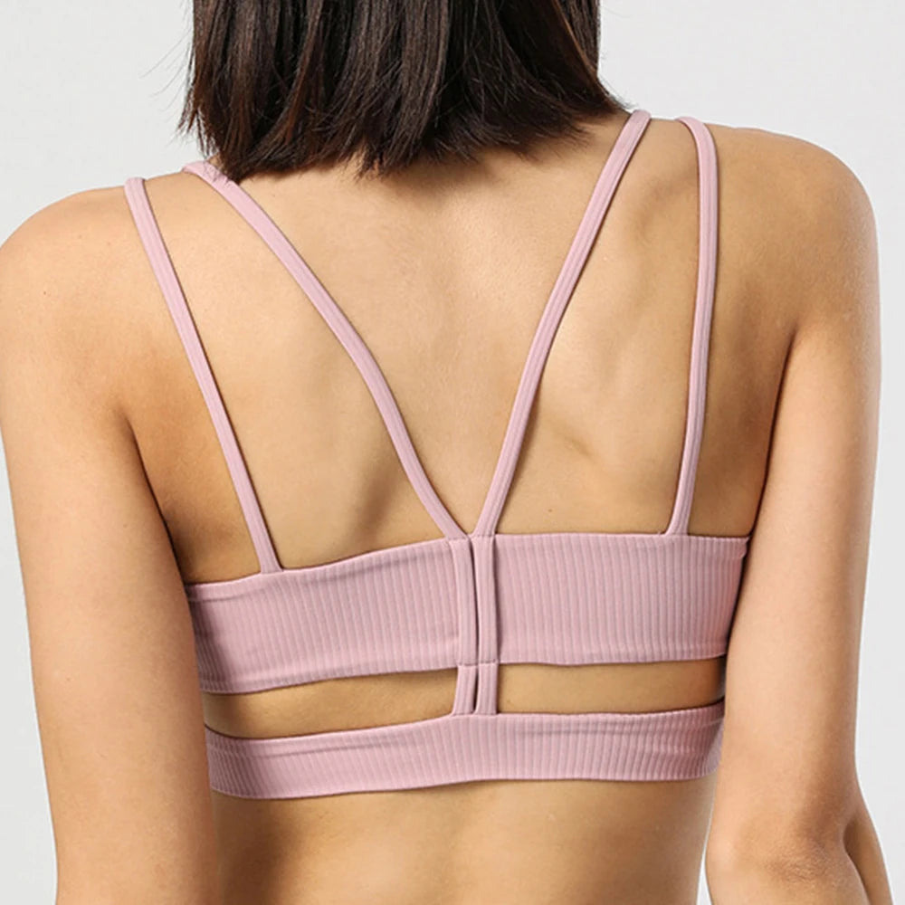 Women Sports Bra Gym Sportswear Yoga Bra Backless Push Up Crop Top