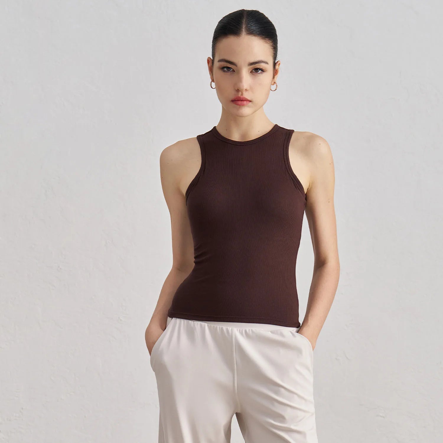 SHARK Ribbed Round Neck Sports Vest for Women