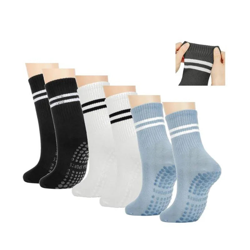 1 pairs/6 pairs of Woman yoga socks medium length socks pure cotton anti slip silicone indoor fitness pilates women sports socks