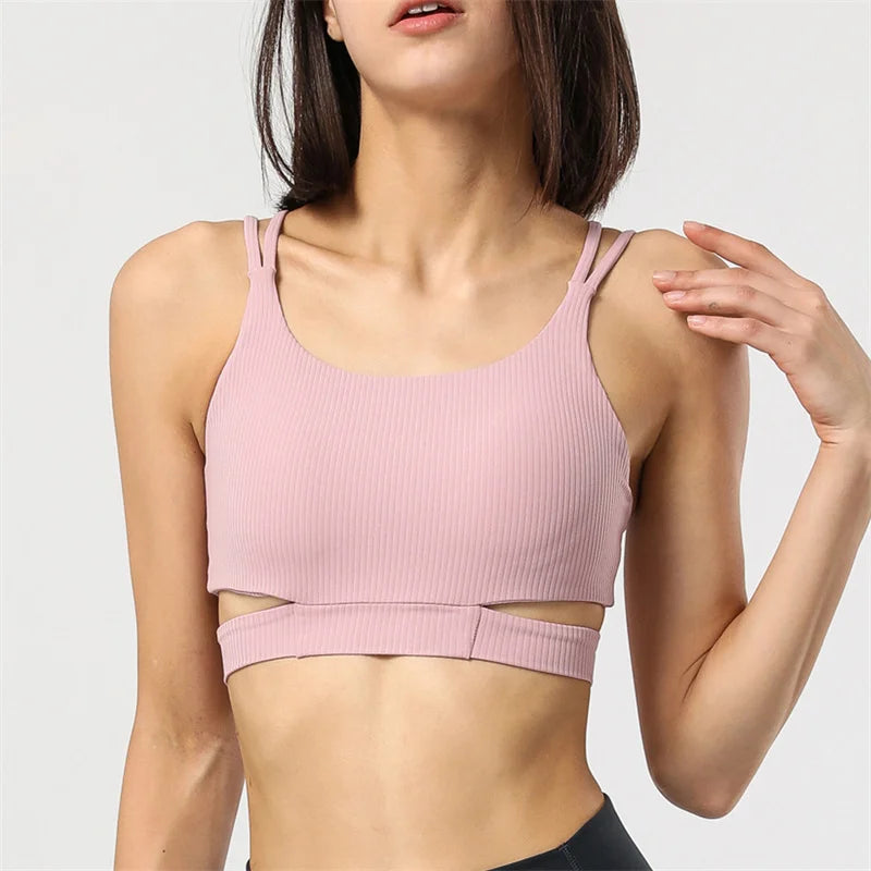 Women Sports Bra Gym Sportswear Yoga Bra Backless Push Up Crop Top