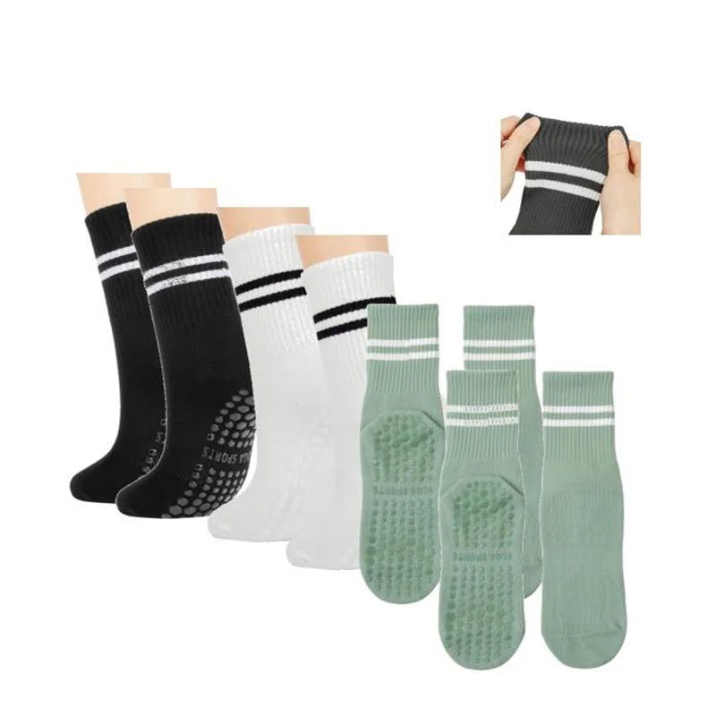 1 pairs/6 pairs of Woman yoga socks medium length socks pure cotton anti slip silicone indoor fitness pilates women sports socks