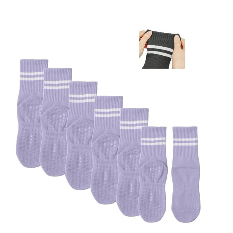 1 pairs/6 pairs of Woman yoga socks medium length socks pure cotton anti slip silicone indoor fitness pilates women sports socks