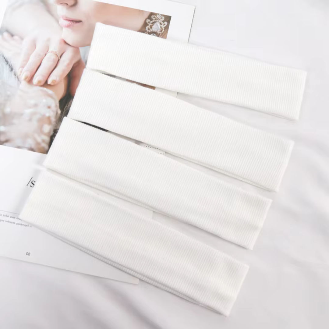 Set of 4 sports headbands – elastic hair bands for fitness, yoga and running, plain, various color combinations